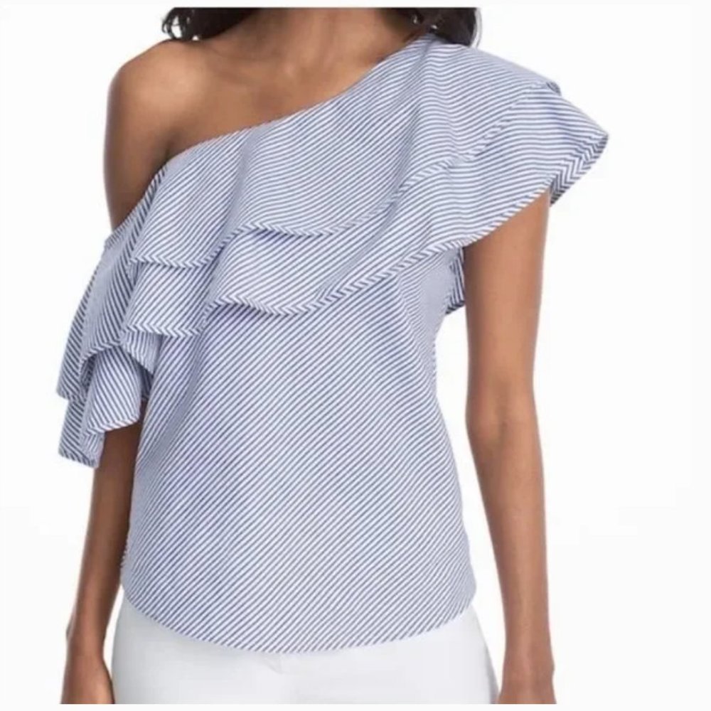 White House Black Market Ruffle Off The Shoulder Top 8P - Picture 1 of 9